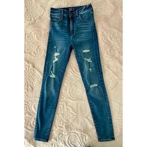 A&F High Rise Super Skinny Ripped Jeans